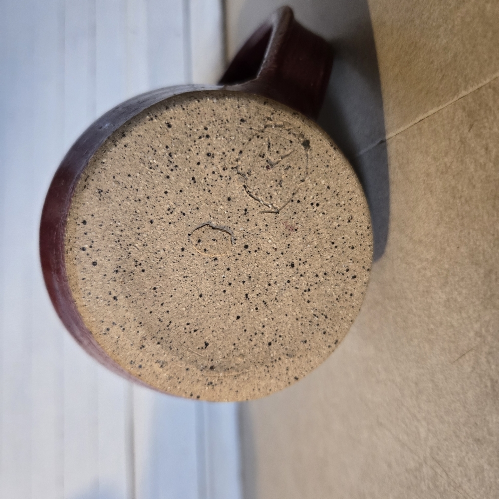 Handmade Red Swirled Speckled Stoneware Mug 8 Ounces - Picture 3 of 4